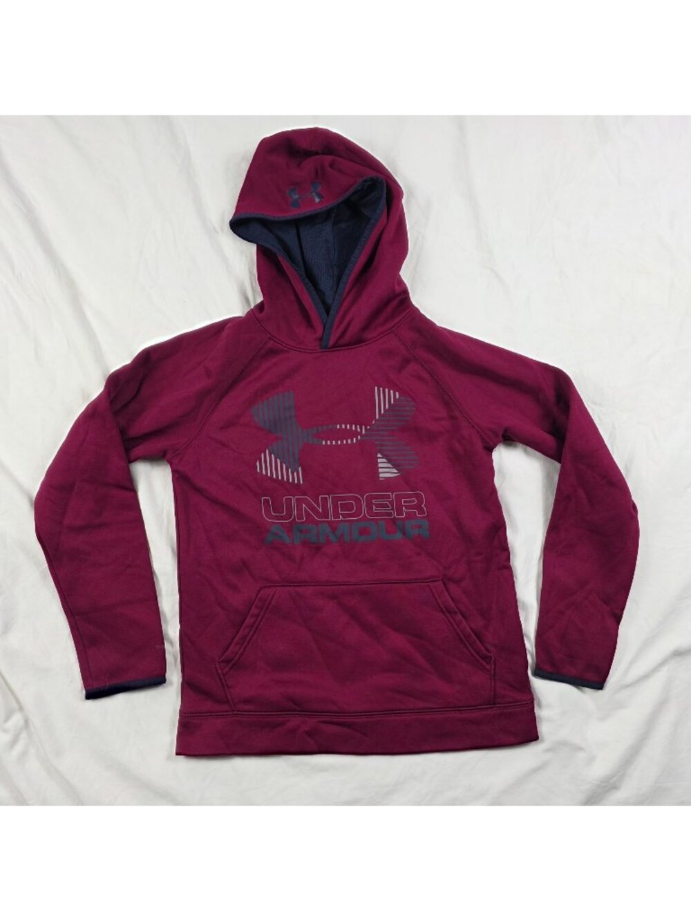 Under Armour Cold Gear Youth Medium Storm Fleece Hoodie Sweatshirt Burgundy